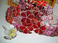 Polka Dot Pineapple Wire-Edged Fabric Flowers